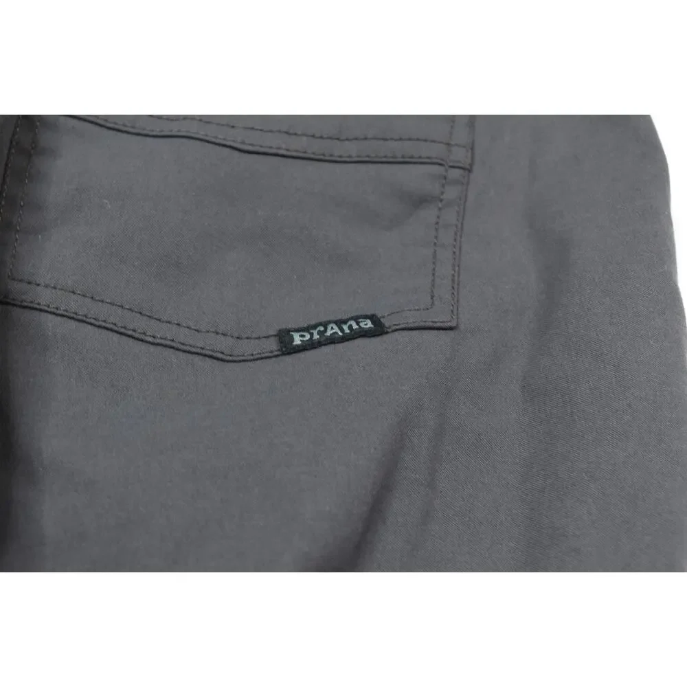 prANa Brion Pants Mens 36 Gray Slim Fit Nylon Stretch Lightweight Hiking